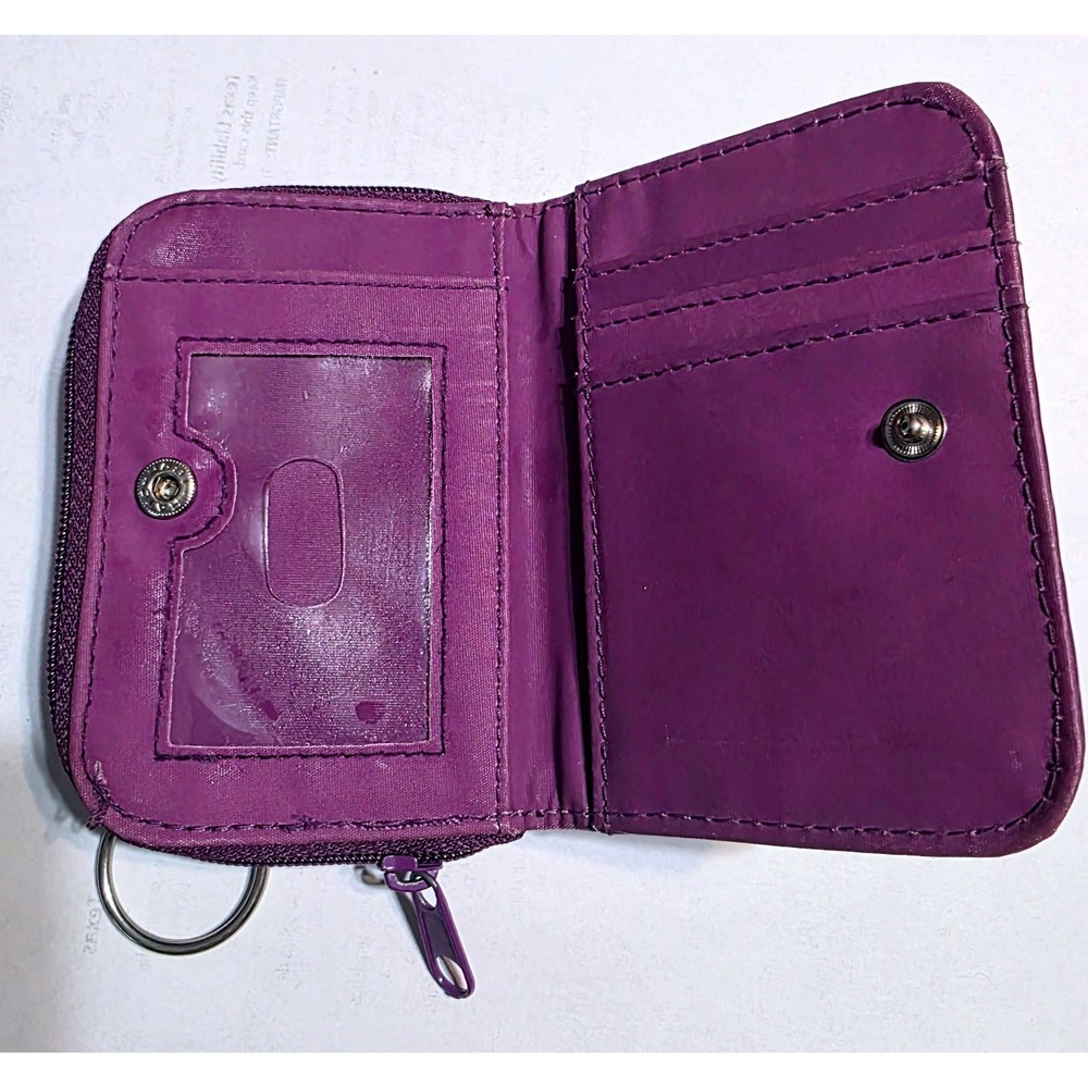 Graffiti Print Bifold Keychain Wallet Purple Zip Coin Purse ID Window Streetwear - Picture 4 of 9